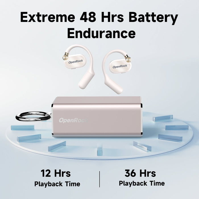 OneOdio OpenRock X - Open Ear True Wireless Headphones Sports Earbuds, Bluetooth 5.3, Ισχυρά μπάσα, 4-Mic ENC, αναβαθμισμένα ρυθμιζόμενα ακουστικά πυριτίου, 48 ώρες αναπαραγωγής, ανθεκτικό στον ιδρώτα, έξυπνη εφαρμογή, συμβατό με iPhone και Android
