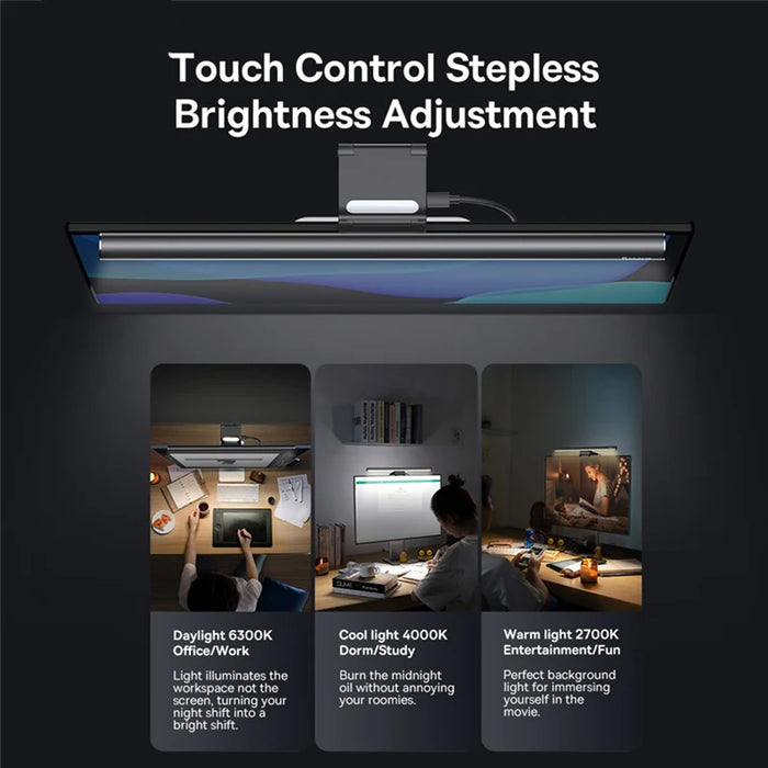 Baseus Screen Light Stolní Lampa - Zavěšení na Počítačový Displej, Napájení z USB, Světlo pro Notebook, Světlo pro LCD Monitor, Lampa na Stůl a Čtení - Ideální pro Práci, Studování a Čtení