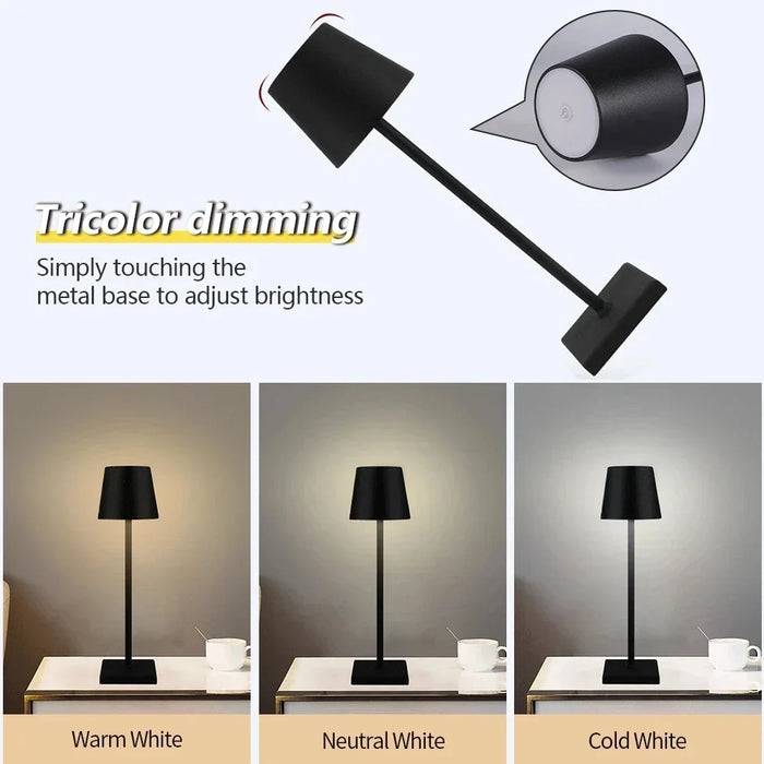 LED Stalo Lempa - Usb Įkraunama, Atspari Vandeniui, Belaidė Jutiklinė Lempa Barui, Restoranui, Viešbučio Miegamajam - Ideali Stalo Atmosferos Apšvietimo Sprendimas Viešbučių Pramonei