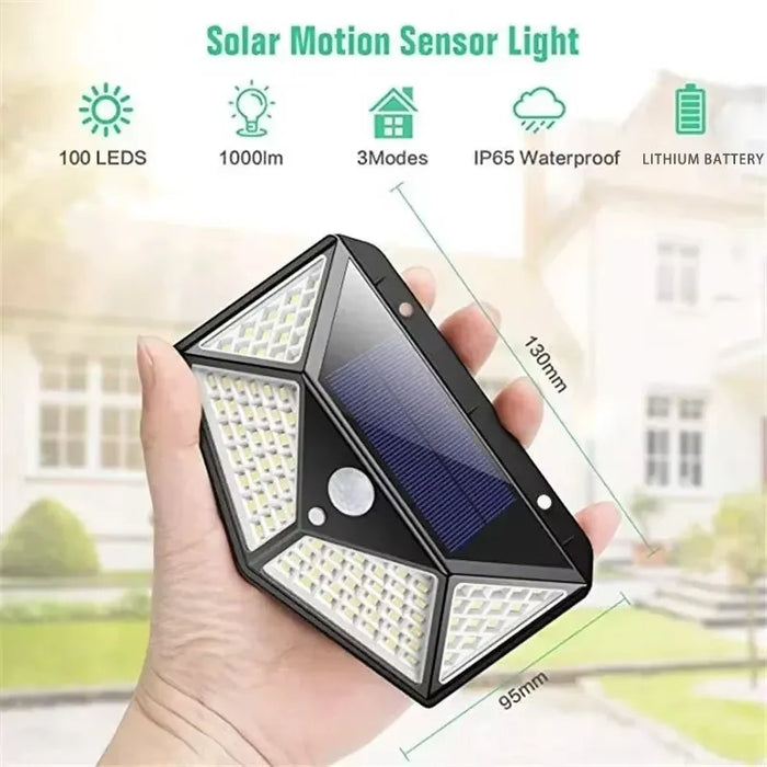 Lumière LED Solaire - Projecteur Multifonction Alimenté par Énergie Solaire, Étanche, Avec Capteur de Mouvement - Idéal pour la Décoration de Jardin Extérieur